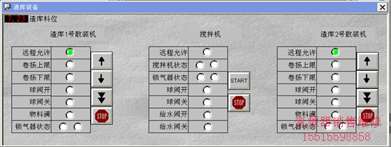 渣庫(kù)設(shè)備的控制和狀態(tài)顯示